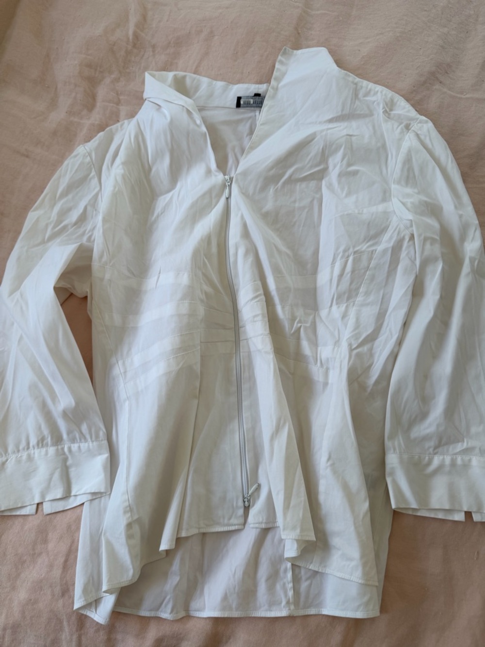 Lafayette 148 New York White Blouse with zipper front
